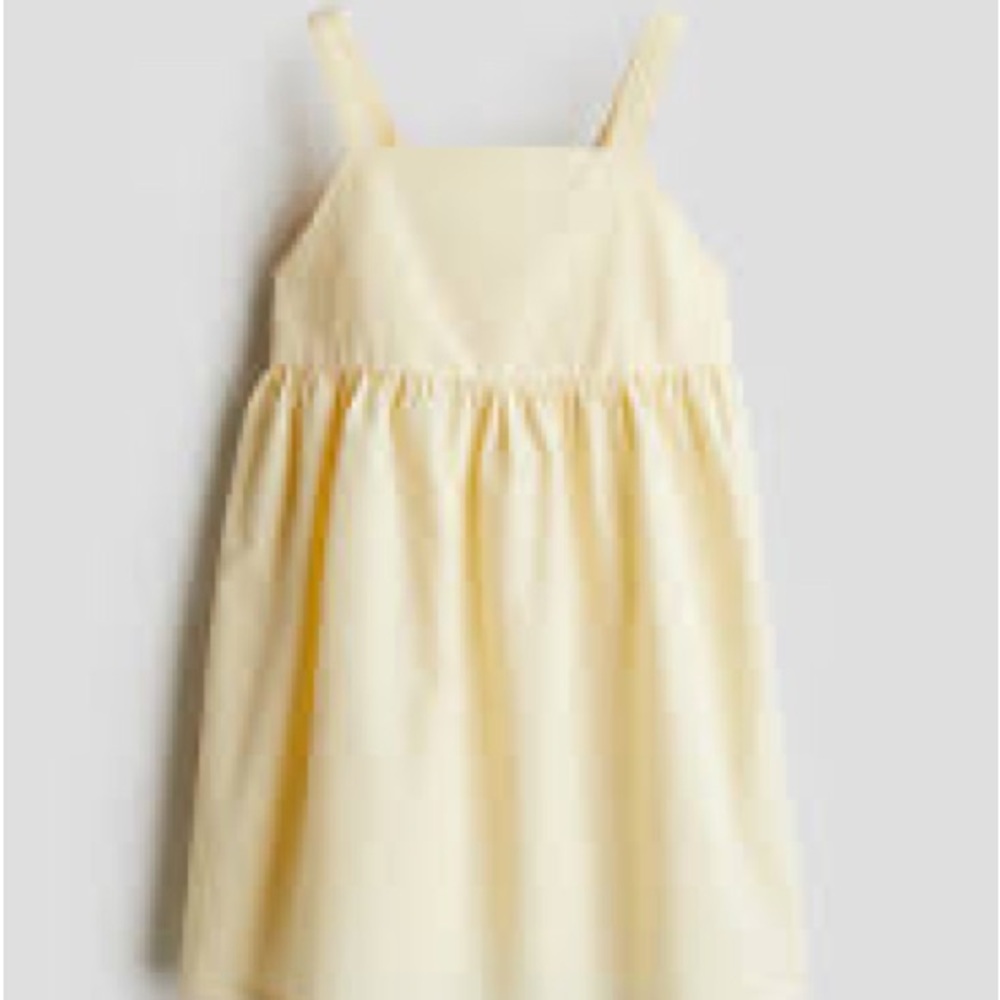 H&M Tie Detail Cotton Spring Summer Vacation Dress Yellow Cotton 6-7